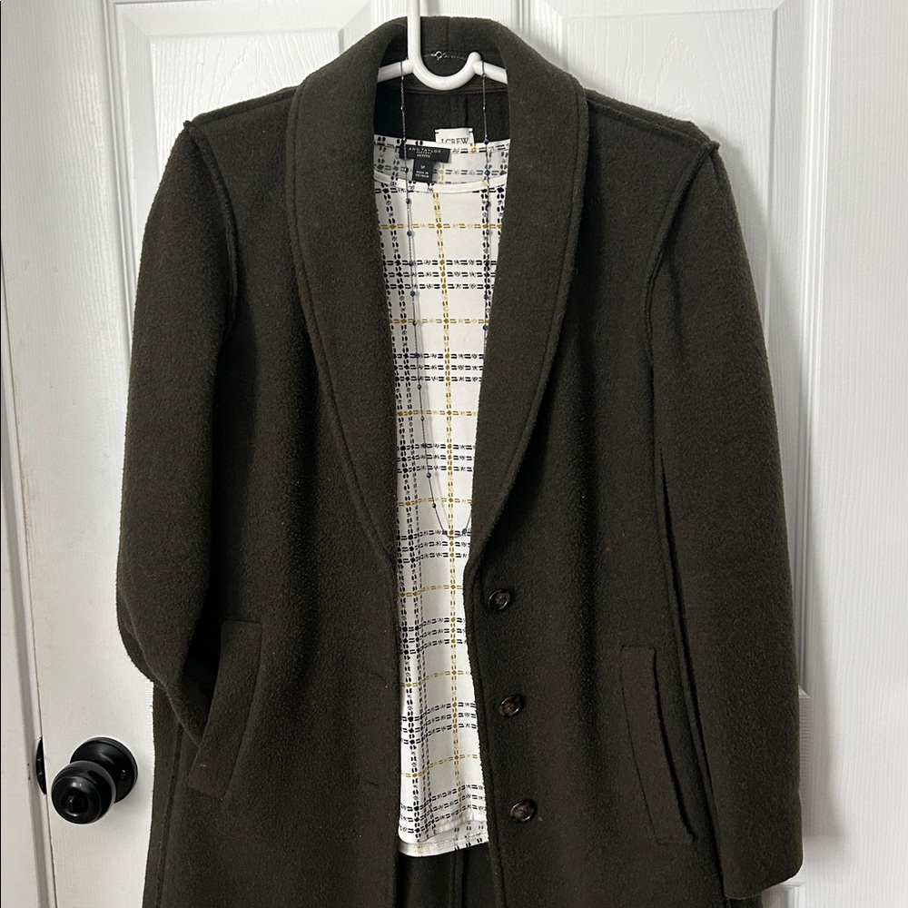J. Crew Women's Dark Green Wool Coat